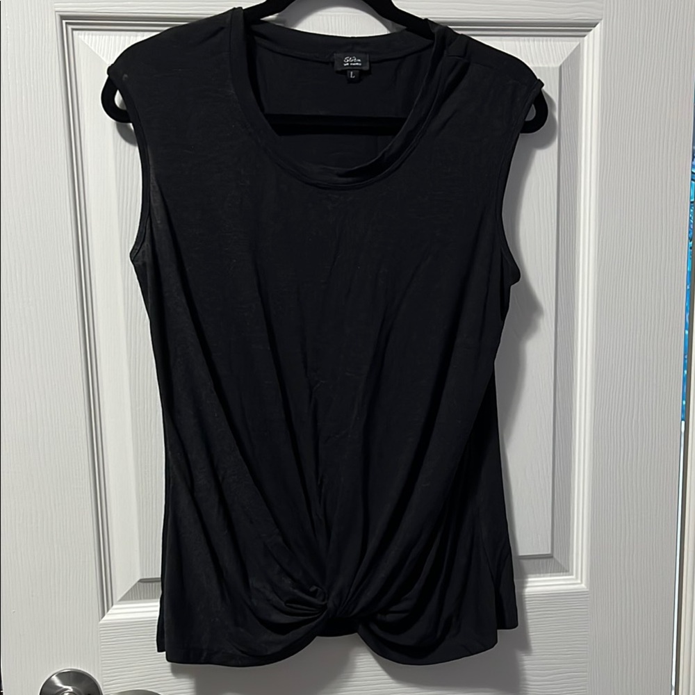 Women's Sleeveless Twist Front Dressy Casual Top Dark Grey Large Storm